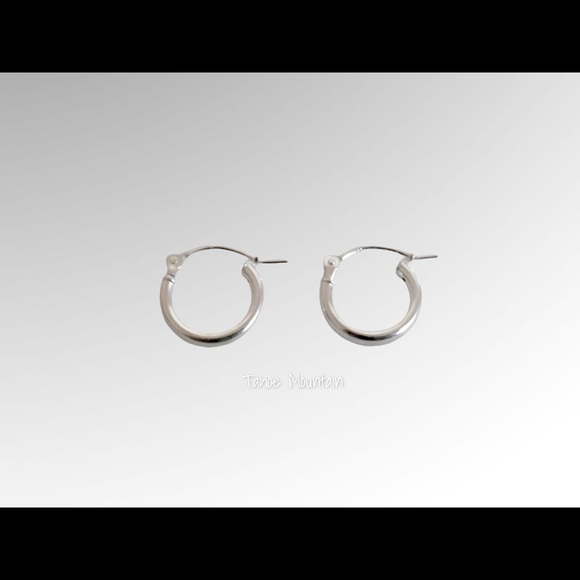 Sterling Silver 14mm x 2.5mm Click Top Hinged Hoop Earrings - Picture 6 of 6